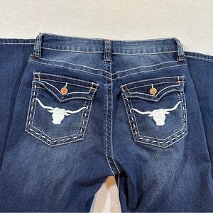 Thread Market Women’s Blue Denim Jeans Size 9/29 Mid Rise Flare Western Cowboy